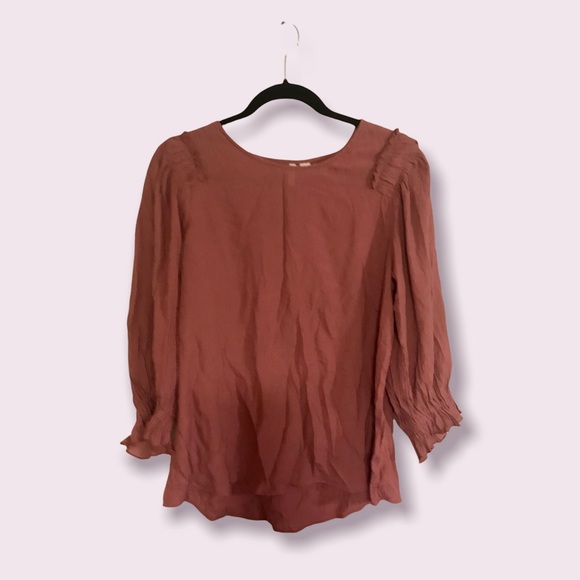 🌟SALE 2/$10.00‼️ EST. 1646 Women’s 3/4 Blush Pink Sleeve Blouse size L - Picture 2 of 6